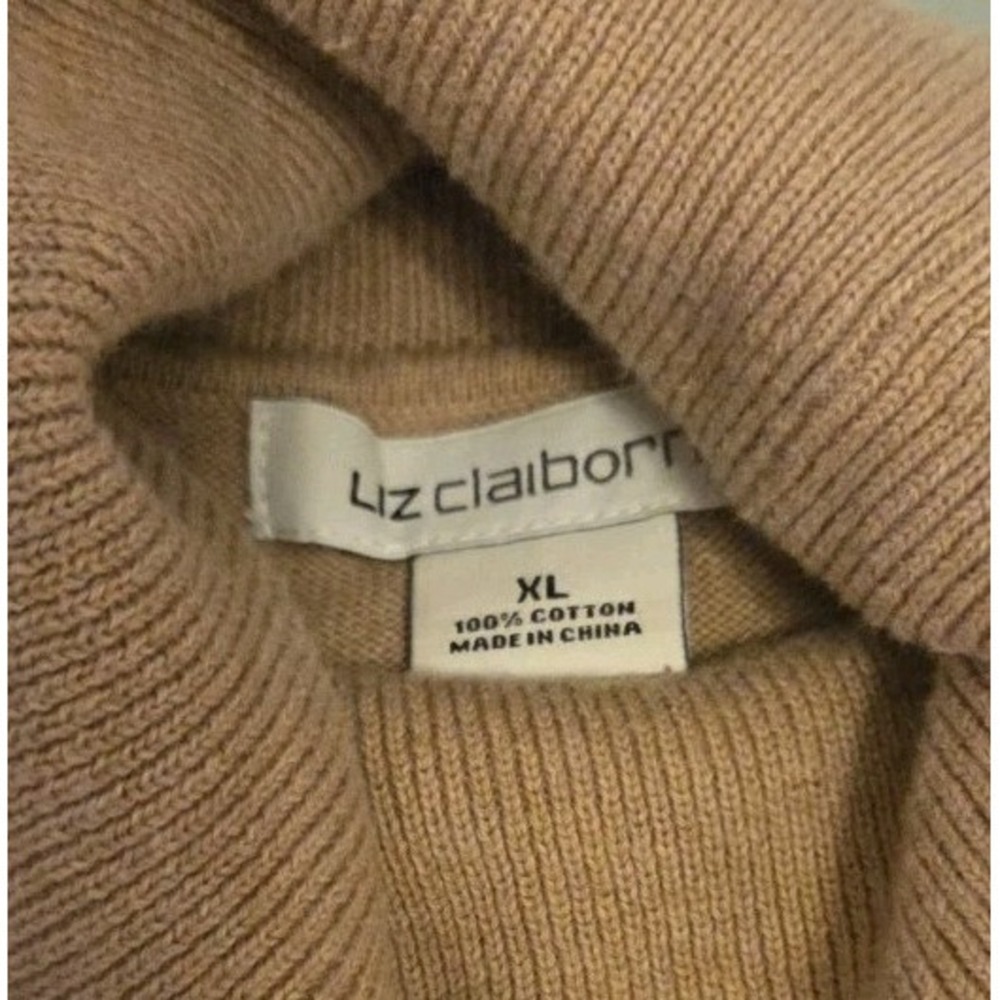 Liz Claiborne Womens Sweater Argyle TurtleNeck Pink Brown Gray Cotton Preppy - Picture 4 of 5